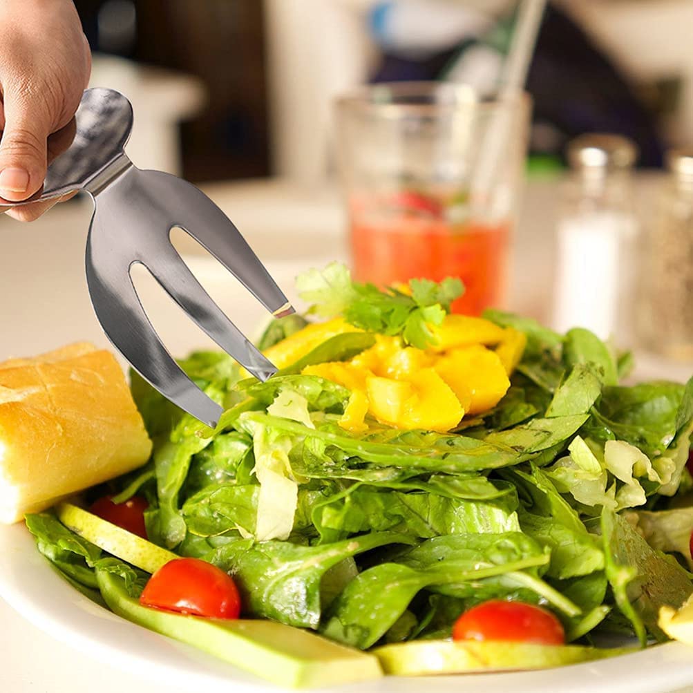 Paquete de 2 piezas para ensalada, servidores de ensalada de acero inoxidable para servir y mezclar ensalada, pasta, frutas y más en tu encimera de cocina, 9.4 x 16.8 pulgadas