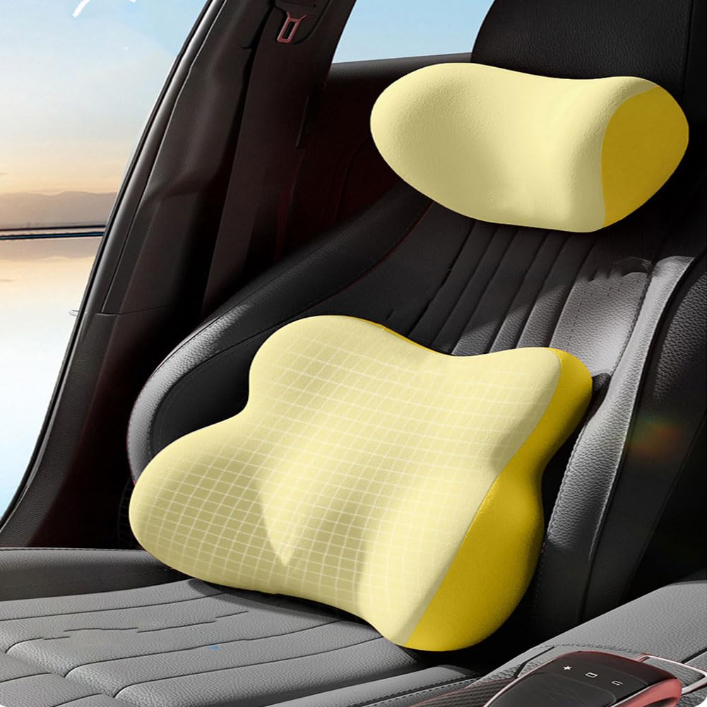 Auto KopfstüTzen Und LendenwirbelstüTzen FüR VW T4 T5 T6 Multivan/MK6 2000-2023 2024, Nackenkissen Lendenwirbelkissen Ergonomische Lendenkissen KopfstüTze Zubehör,A/Dark Gray