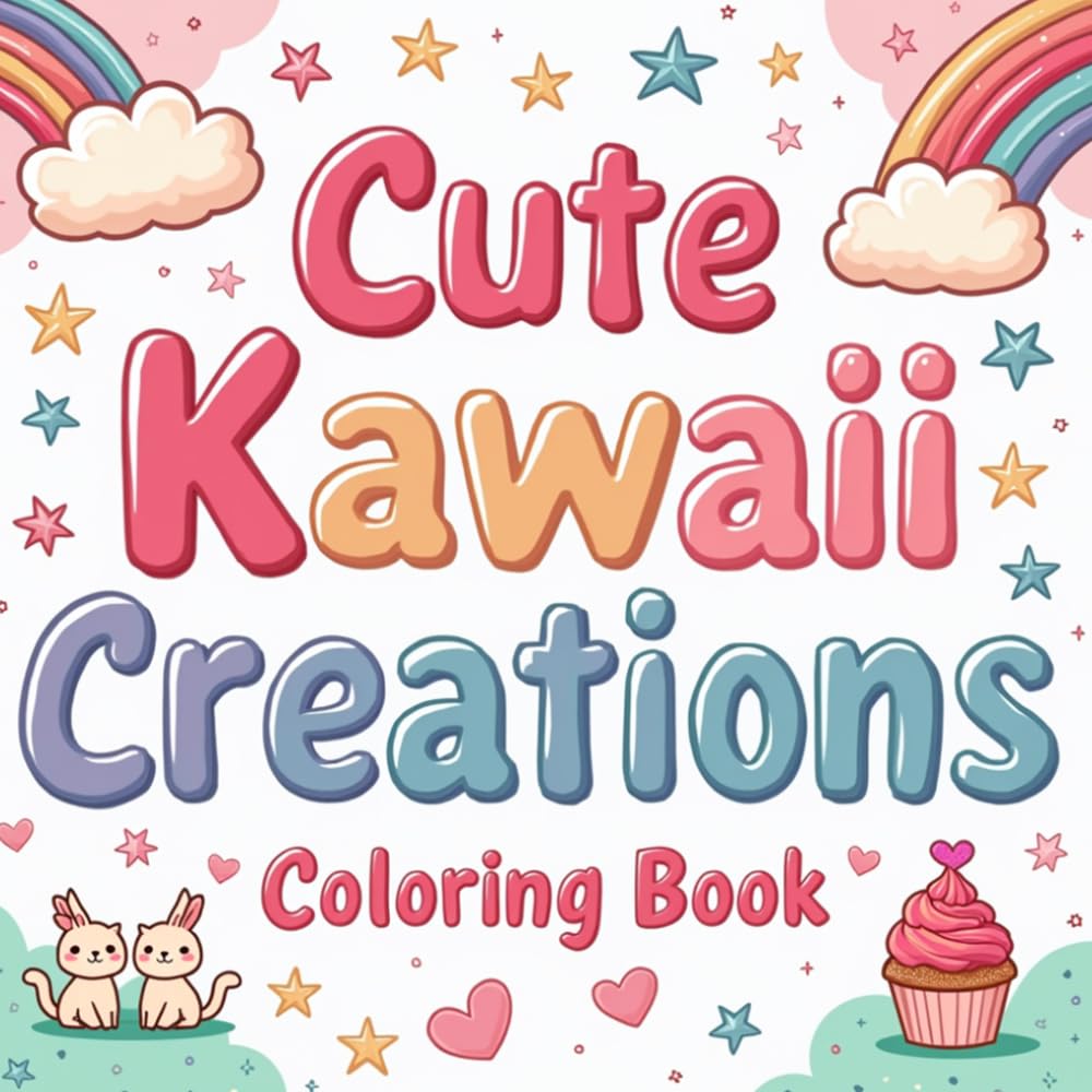 Cute Kawaii Creations coloring: Cute and Easy Kawaii Coloring Pages Filled with Adorable Characters and Fun Designs
