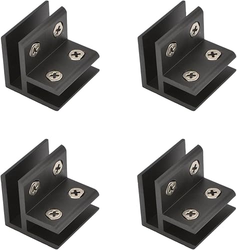 INCREWAY Abrazadera de vidrio, 4 clips ajustables de 90 grados, soporte de estante de aleación de aluminio, conector de soporte para vidrio de 0.23
