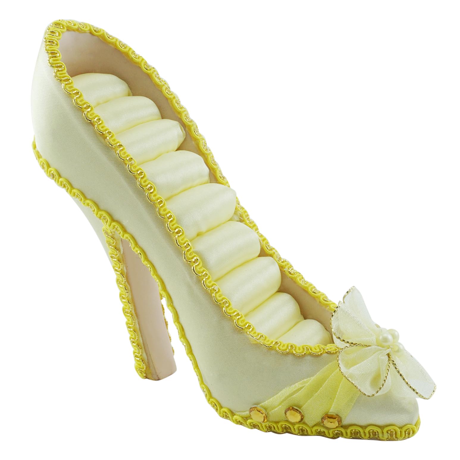 Ring Holder High Heel Shoe Design Fashion Jewelry Organizer Display Birtyday Gift (Yellow)