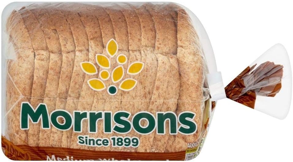 MORRISONS MEDIUM WHOLEMEAL LOAF 400G