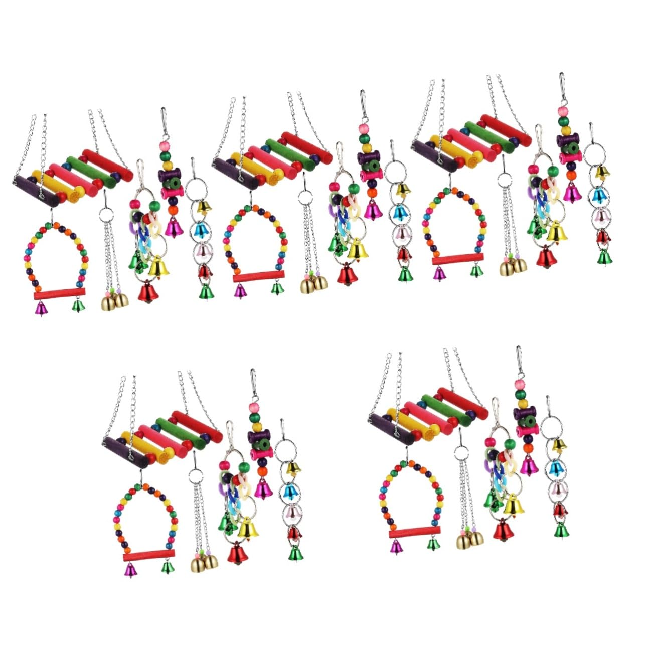 HANABASS 5juegos Columpio y Sonajero para Aves Accesorios para Jaula De Pájaros Juguete Interactivo y Decorativo Instalación Rápida y para Periquitos y Agapornis