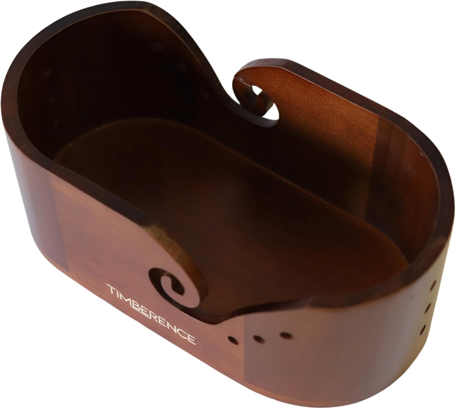 Oval Wooden Yarn Bowl – Premium Smooth Finish with Swirl Feed & Hook Holes – Anti-Slip Knitting & Crochet Yarn Holder