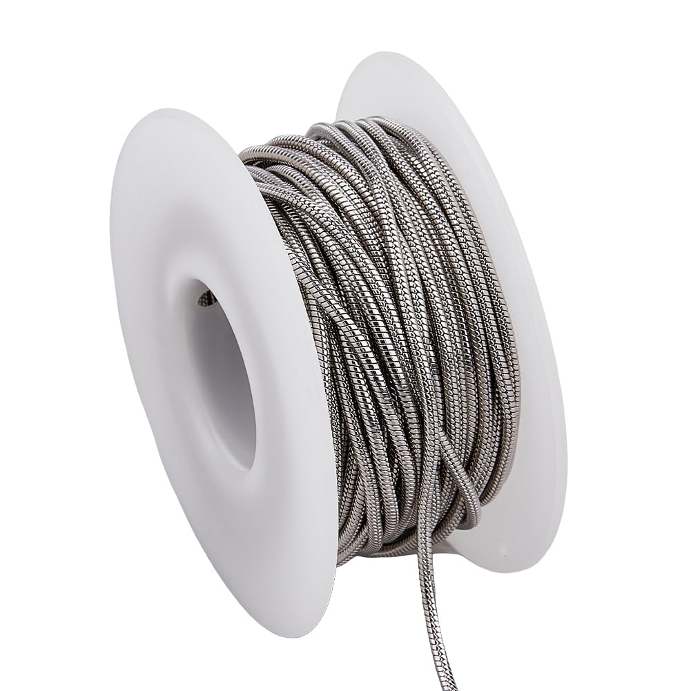 1 rotolo da 10 m argento rotondo catena serpente 2 mm 304 catene a serpente in acciaio inox rotondo non trattato, per gioielli, collane, bracciali, orecchini, fai da te
