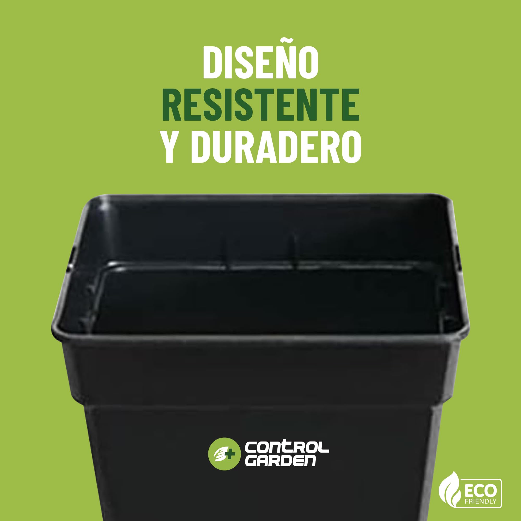 GROWMANIA - Set di 5 vasi quadrati per piante, colore nero, 7 l, 5 vasi da fiori in plastica, 20 x 20 x 27 cm