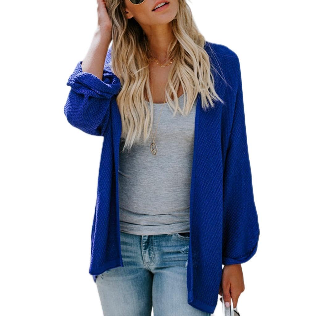 Women's Cardigan Long Sleeve Knit Sweater Open Front Drape Coat XL Royalblue|Clothing Shoes & Accessories | Womens Clothing | Sweaters-image-9