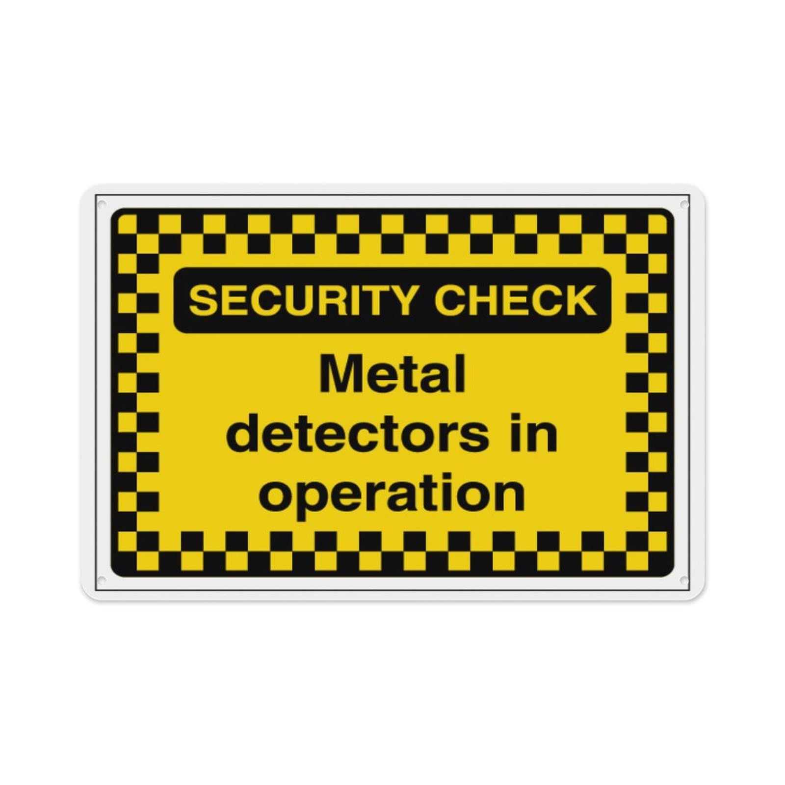 peiyeety Security Check - Metal Detectors In Operation Aluminum Tin Warning Signs For Home Outdoor Garden 12X16 Inches