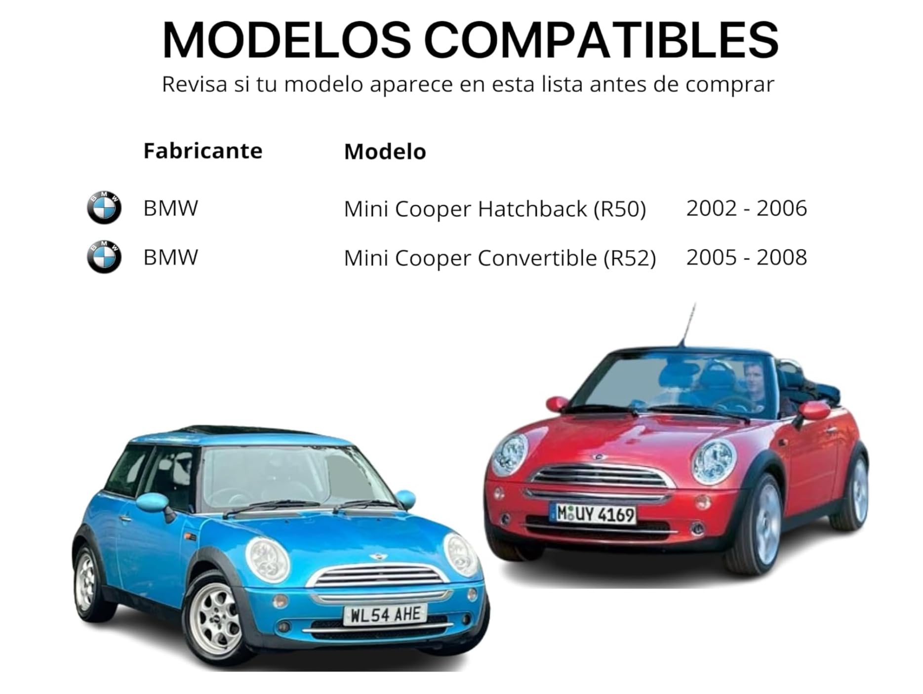 Emblema, mini insignia para el capó delantero R50 y R52 de BMW, 51147026184