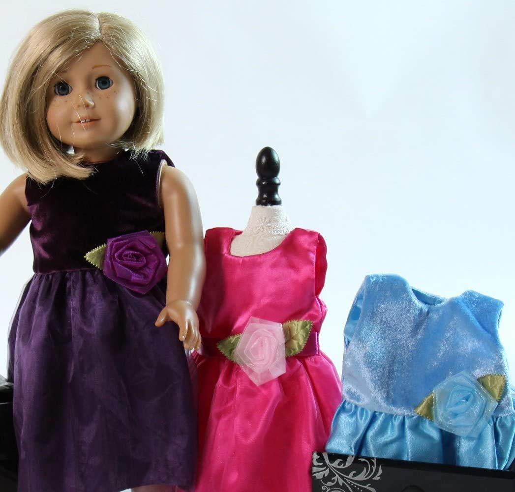 Light Blue Satin & Velvet 18" Doll Formal Holiday Party Dress (Doll not included)