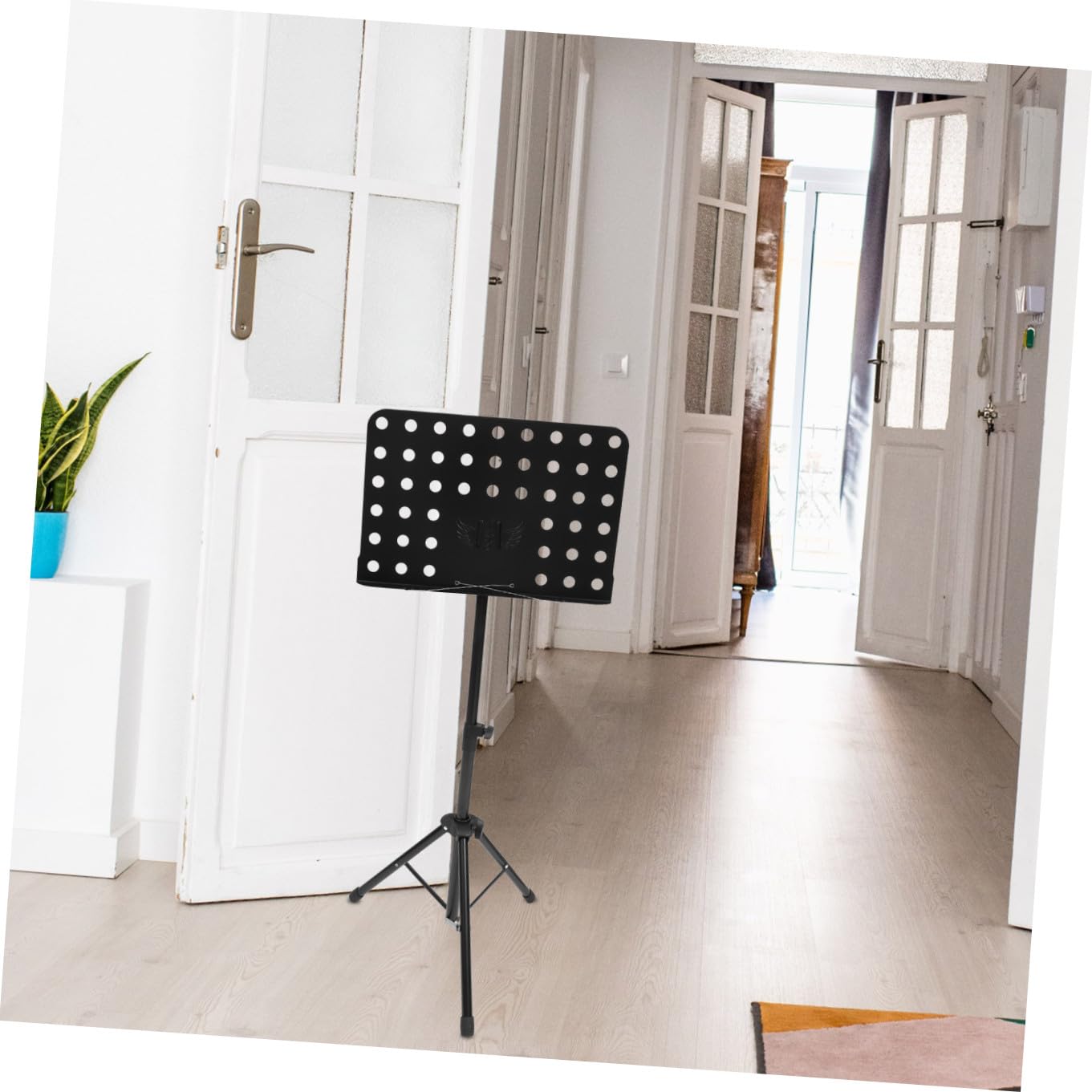 DECHOUS Atril de Partituras Plegable y Ajustable para Violín y Guitarra, de Acero Suave y Abs, Portátil para Actuaciones y Cocina, Color Negro