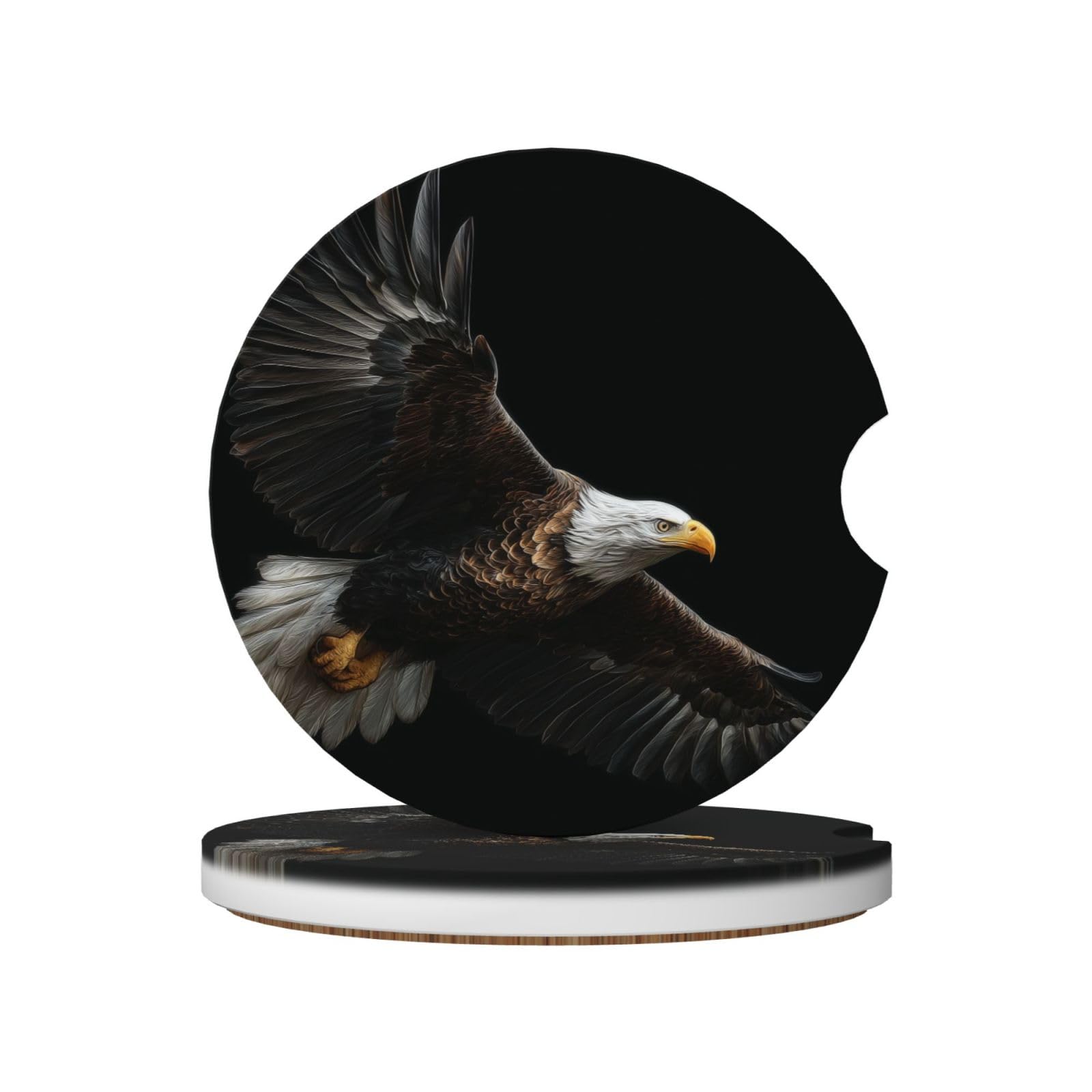 Flying Eagle On Black Ceramic Coasters,2pcs