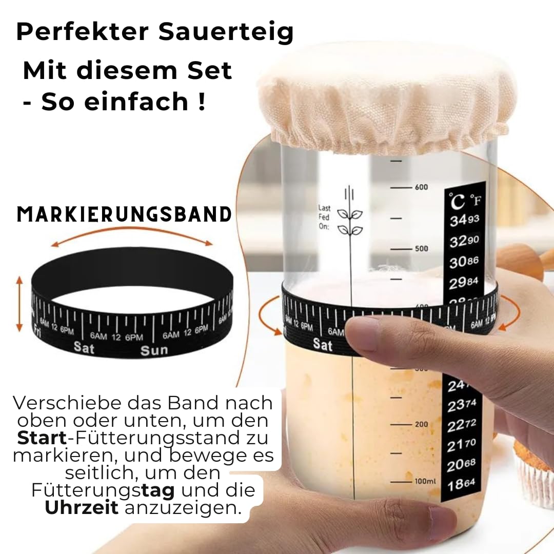 HeldenPilz® | FRISCHER BIO SAUERTEIG | Set zum Brotbacken + Geschenk | knuspriges Brot selber machen inkl. Anleitung und Rezepten | 100% natürliche Zutaten (Komplettset Roggen)