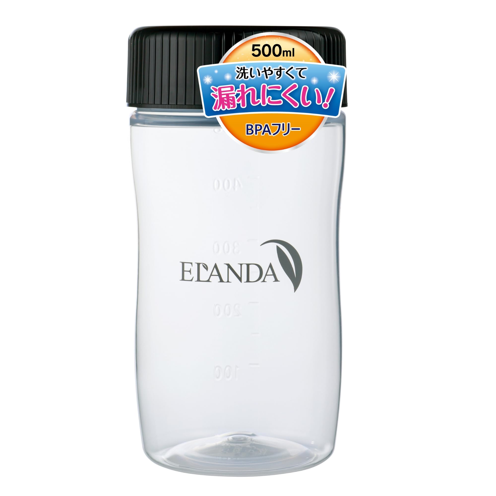 ELANDA エランダ プロテインシェイカー 500ml BPAフリー 漏れにくい 黒 ブラック