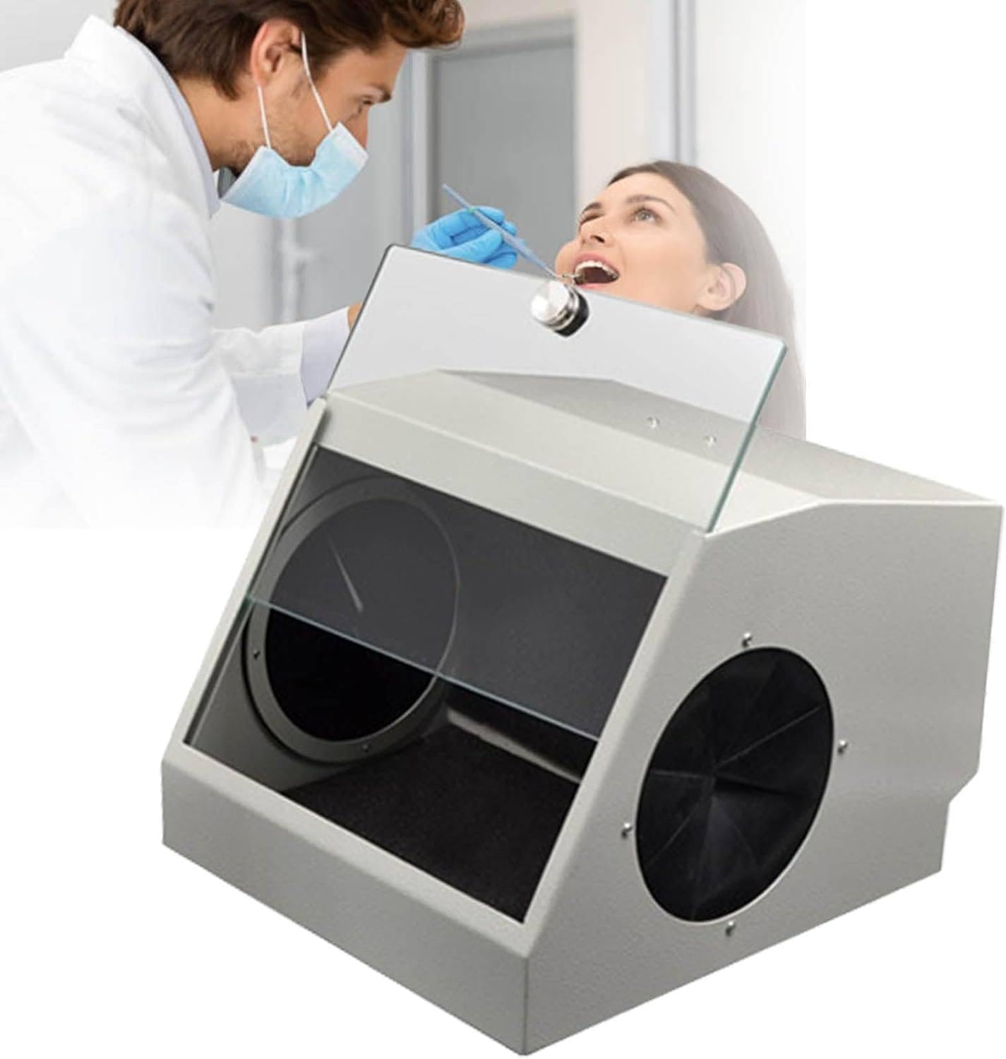 Scatola Aspirante per Polvere, Laboratorio Aspiratore di Polvere per Sabbiatrice, Scatola di Polvere per Laboratorio Odontotecnico,Protezione per Lappatura