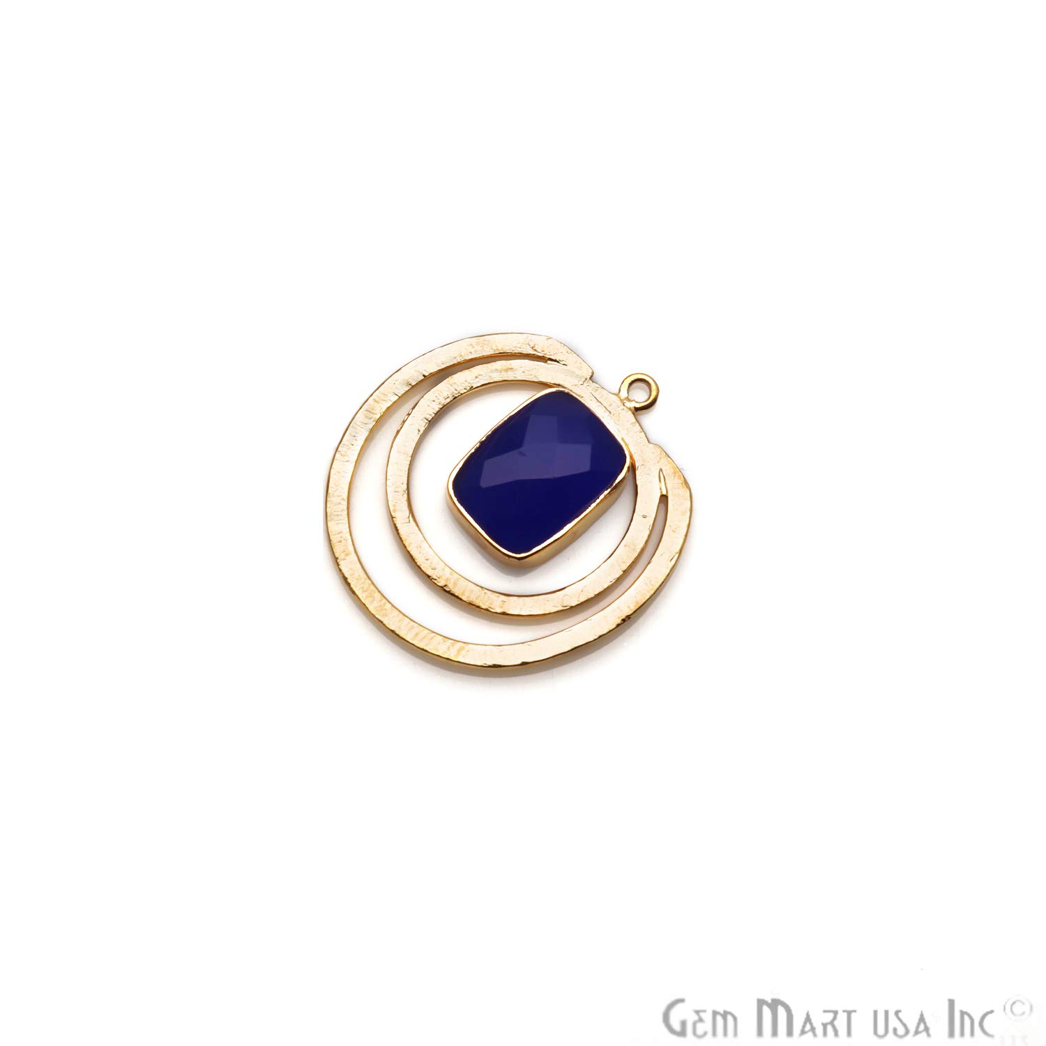 Blue Chalcedony Pendant, Round Shape Pendant, Chandelier Findings, Necklace Pendant, Gold Plated, GemMartUSA (GPBC-50299)