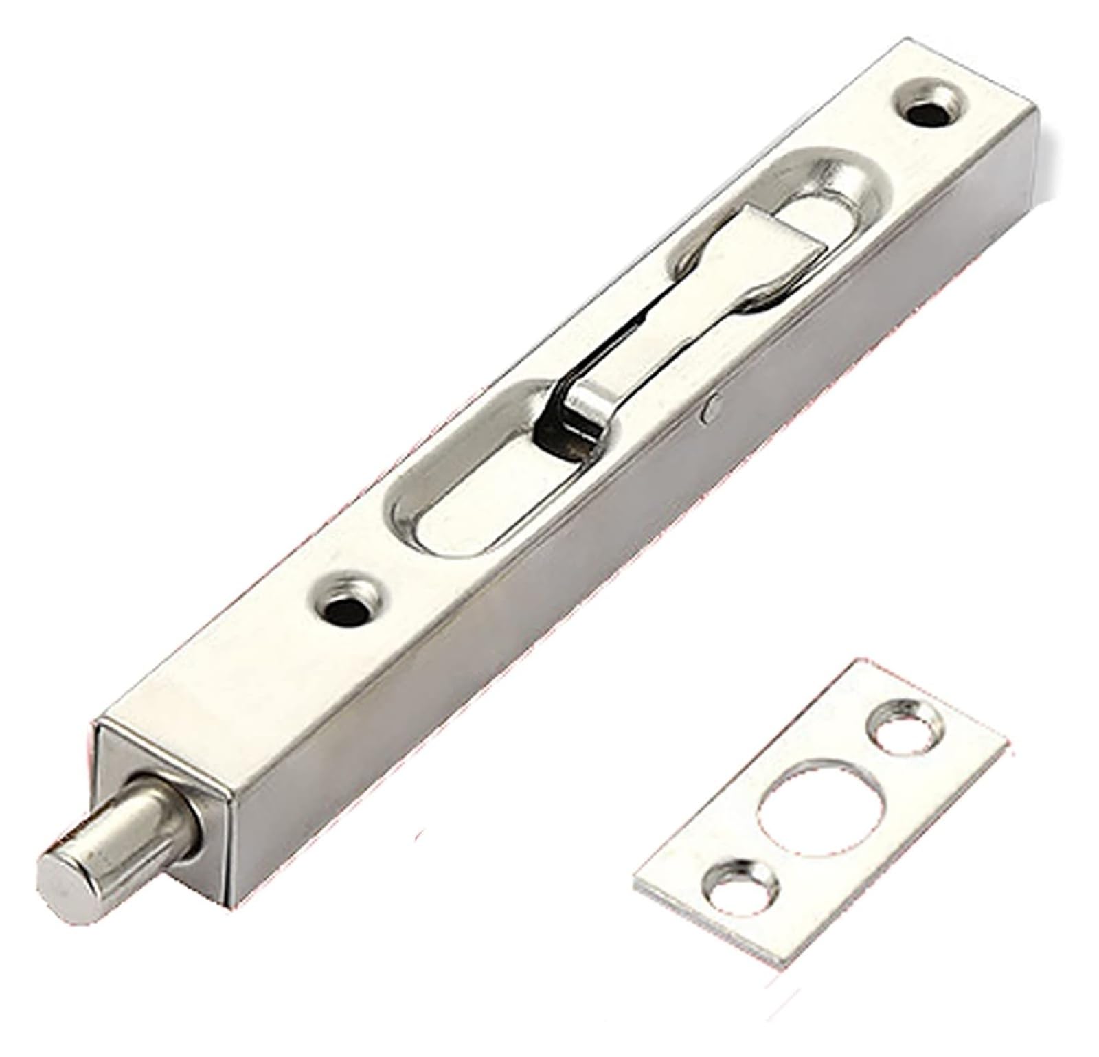 Door Latch， Stainless Steel Flush Bolt Lock Multicolor 6-18in for French Composite Wooden Doors(Silver,10in)