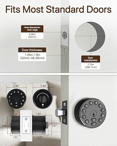 Miniatura 9 de Cerradura de cerrojo digital, perilla de puerta de entrada sin llave con teclado, perilla de puerta con código, bloqueo automático, 100 códigos,