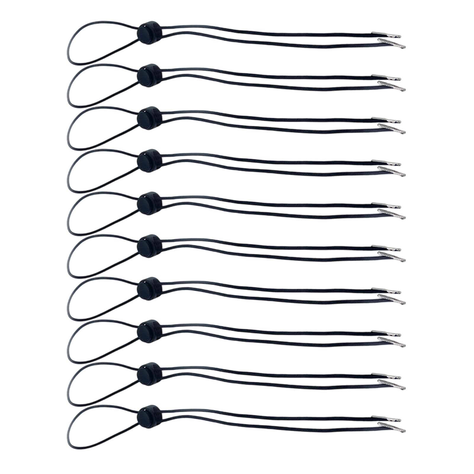 carotoe Windproof Hat Chin Cord Pack of 10 Black Flexible Strap Spring Adjustable for Outdoor Activities Hat Cord for Hiking and Camping