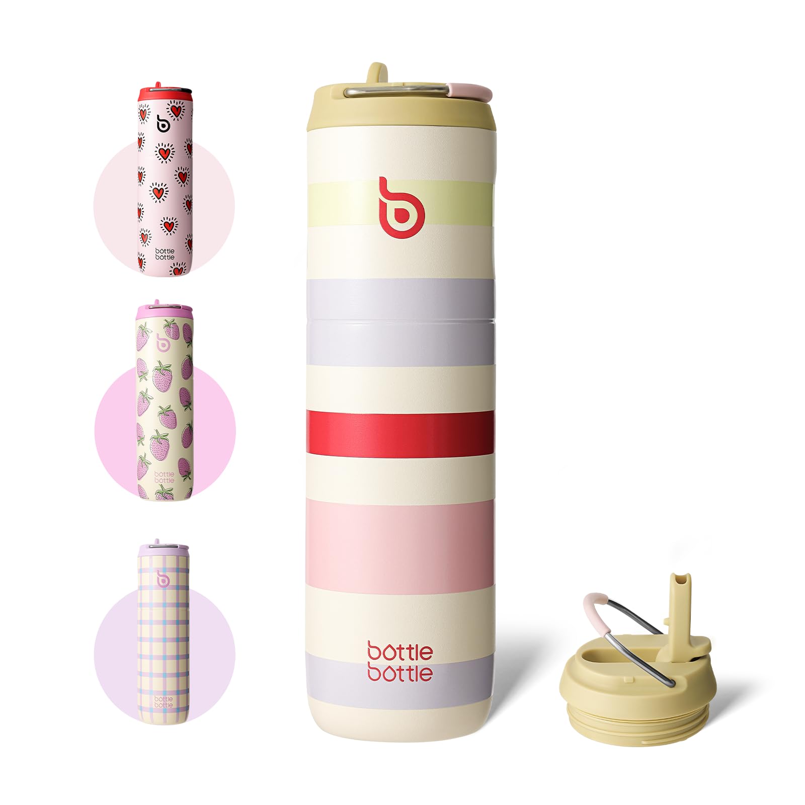 Bottle Bottle Borraccia in Acciaio Inox da 700 ml con Cannuccia e Coperchio Borracce Sportive Isolate in Metallo con Manico (AuroraBands)