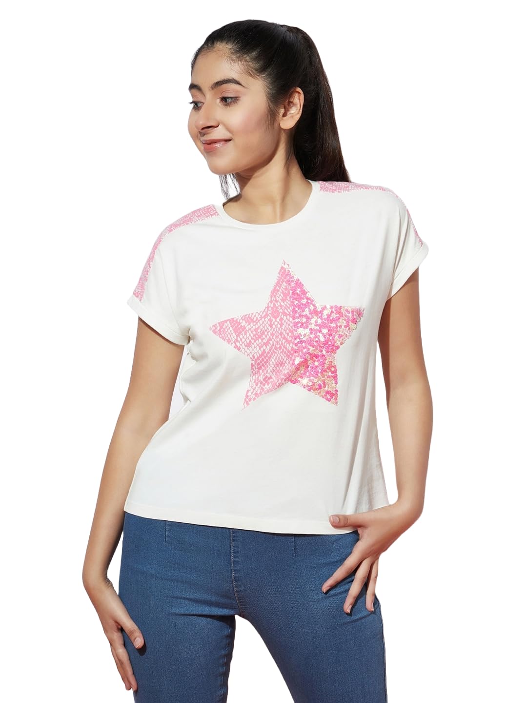 SPUNKIES Cotton Tshirt for Girls - Girls Tshirt with Star Sequence Print - T Shirt for Kids Girl - Graphic Print Tops - Review, Price and Buying Guide