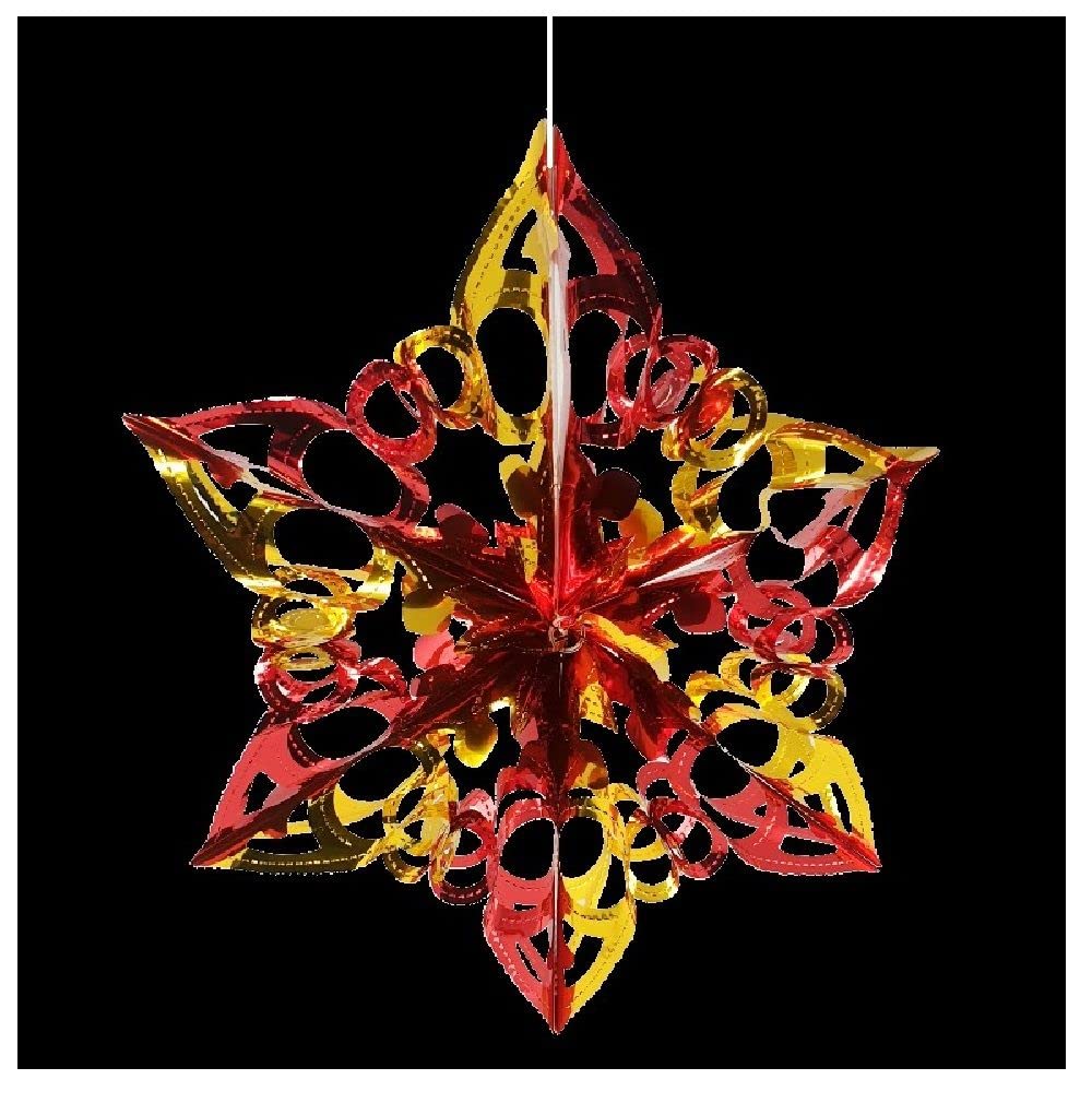Simply Products Gold & Red 40Cm Star Foil Garland - Christmas Hanging Decoration Wall Ceiling Xmas Deco (Gold & Red)