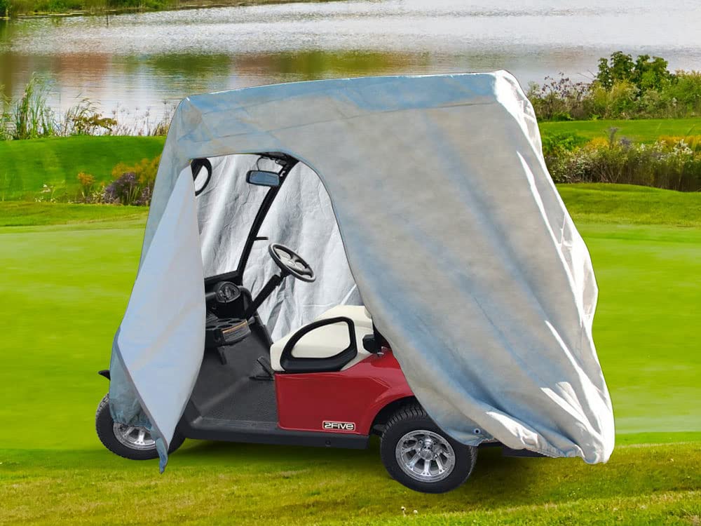CarsCover Heavy Duty Waterproof Golf Cart Cover 2 Passenger Covers for EZ Go 2Five 2 / Freedom/RXV/TXT/MPT 800
