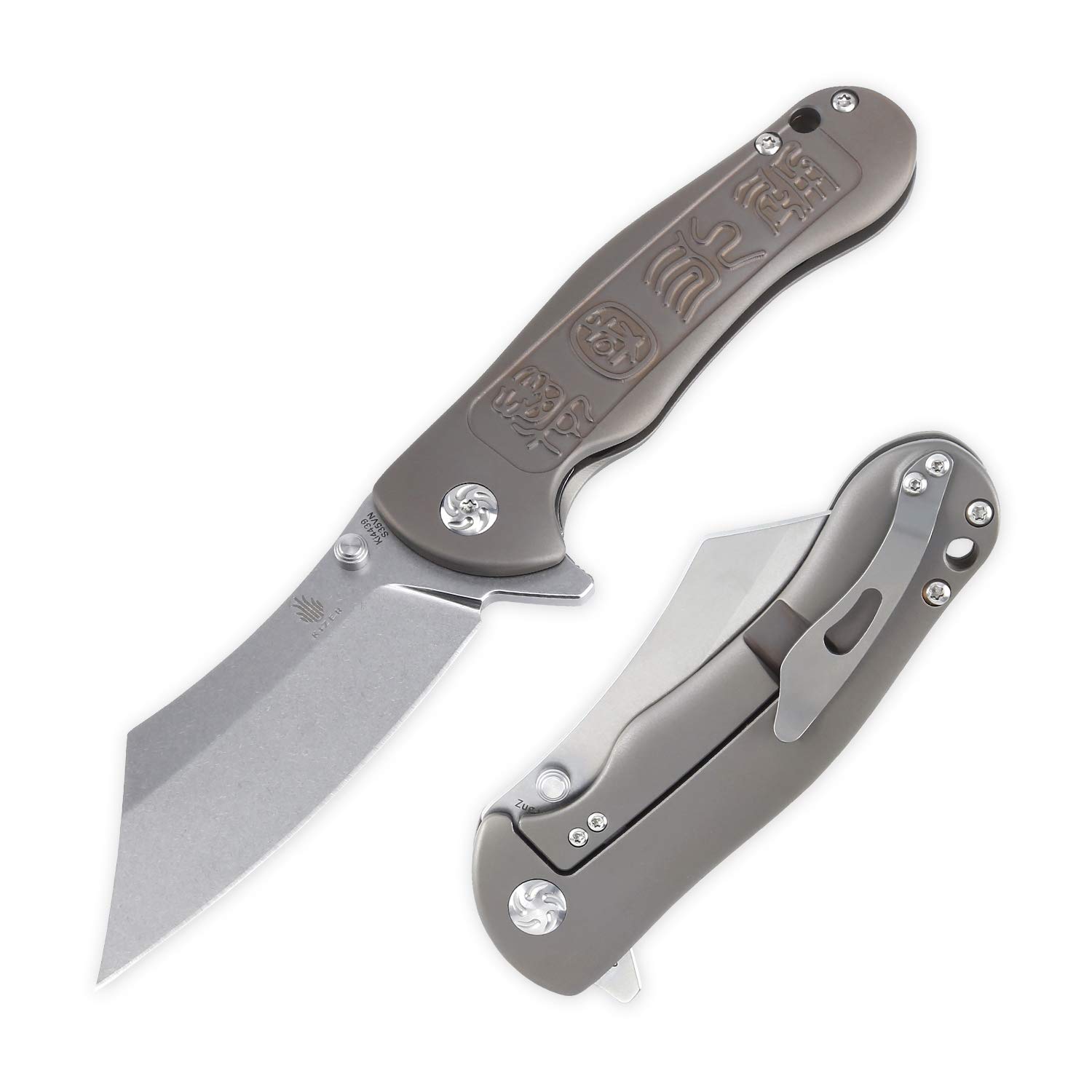 Kizer Cutlery Folding Pocket Knives Flipper Knife Titanium Handles Tactical EDC Knife, Zugang (Ki4439)