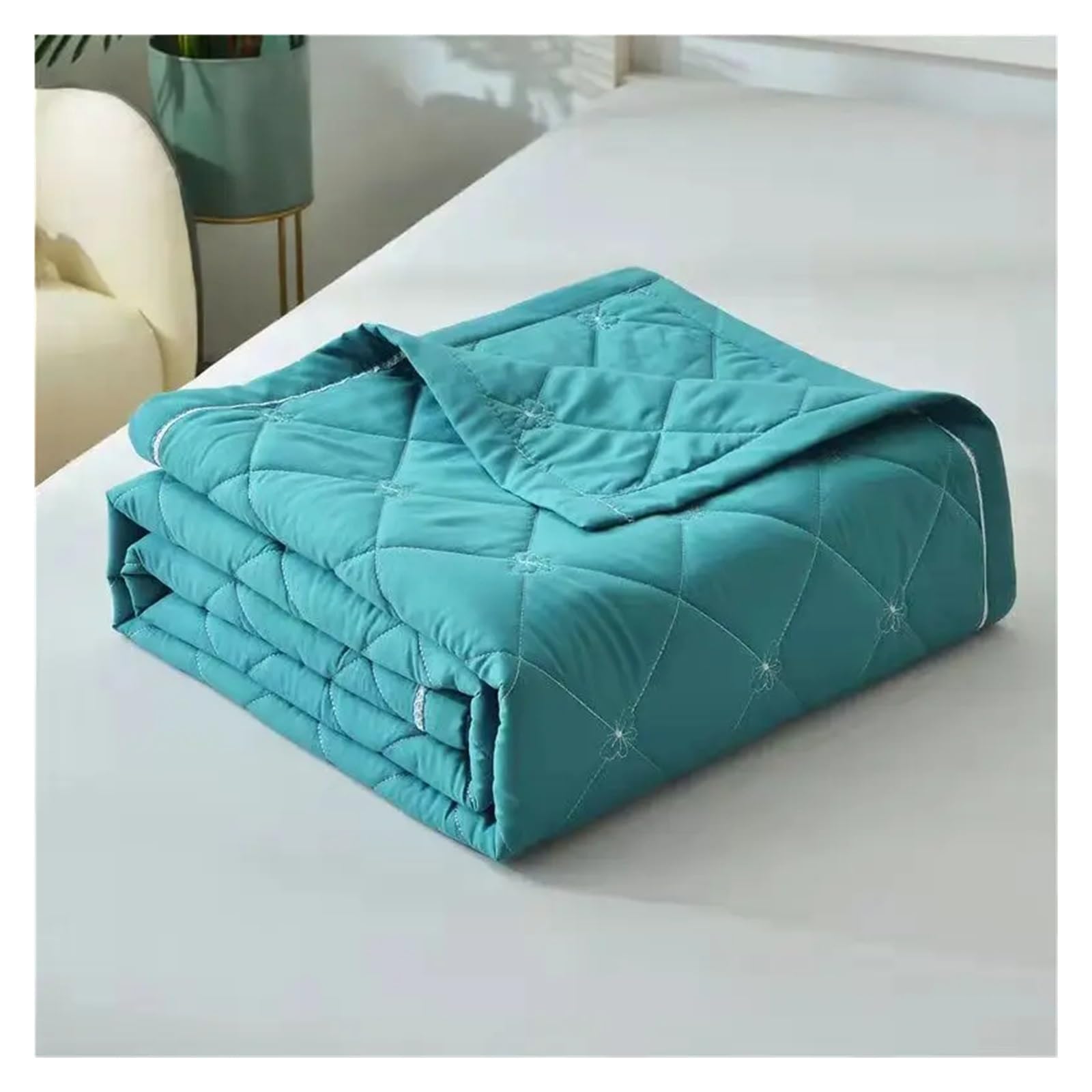 ADovz Quilt-Baumwolldecke, Bestickt, einfarbig, Bettdecke, Tagesdecke, waschbar, Sommer, Twin-Queen-Bettwäsche, Heimtextilien,Bettlaken