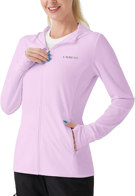 Women's UPF 50+ Sun Protection Hoodie Jacket Long Sleeve Sun Shirts Hiking Outdoor Performance with Pockets