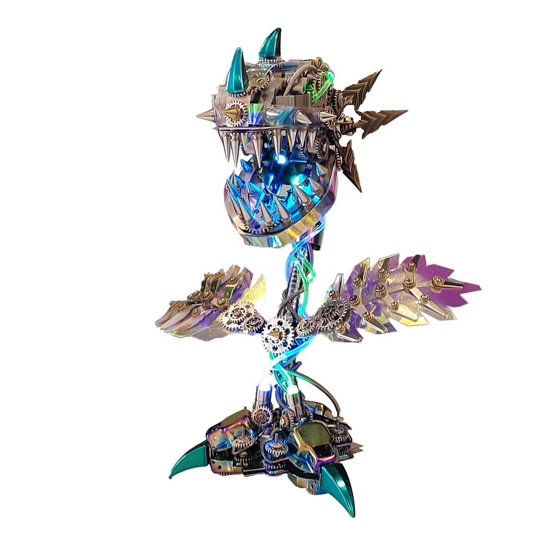 Metalowe puzzle 3D, metalowa mechaniczna pirania, kwiat, DIY, steampunk, biometal, zestaw modelowy ze światłami LED, kreatywna ozdoba na biurko dla entuzjastów sztuki (770 + szt.)