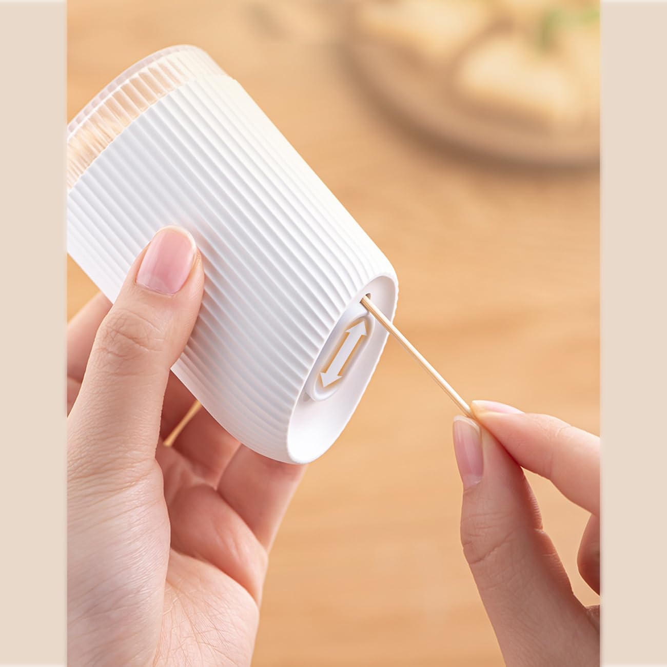 YidaSouko Toothpick Dispenser with 300 Wooden Picks, Decorative Holder Case for Kitchen Restaurant, Cream (Slide Cover) - Image 4