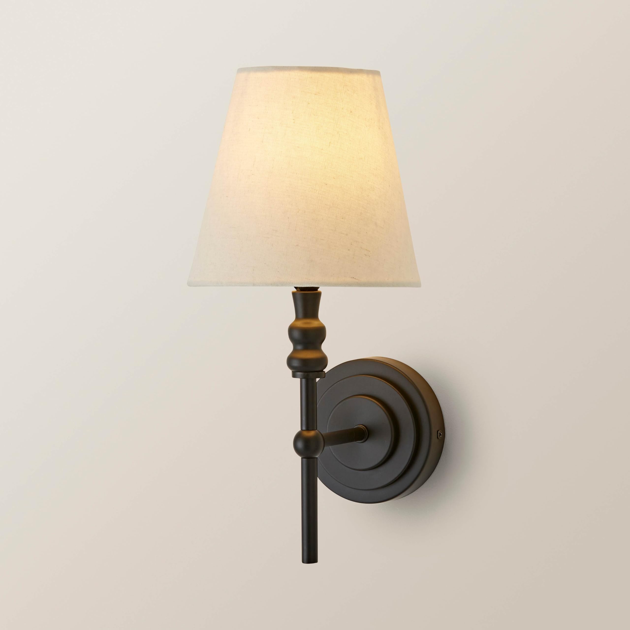ValueLights | Maggie Black Candlestick Wall Light with Linen Shade | Wall Lights, Home Décor & Improvement Essential |