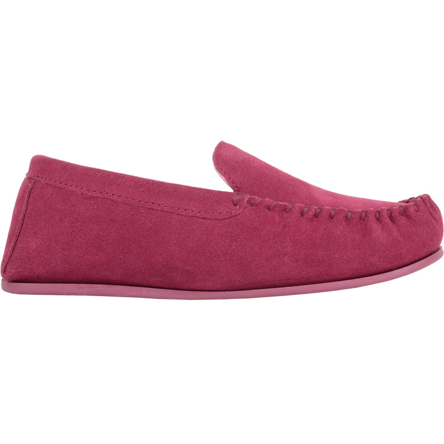 Pantuflas tipo mocasín de gamuza con forro de tela para mujer con suela dura