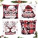Ulikey 4pcs Natale Federe, Copricuscini Natalizi, Cuscino Natalizio Fodere, Babbo Alce Decorazioni Copricuscini Natalizie, Decorazione per Divano Casa Soggiorno Camera Letto 45x45cm (Reticolo)