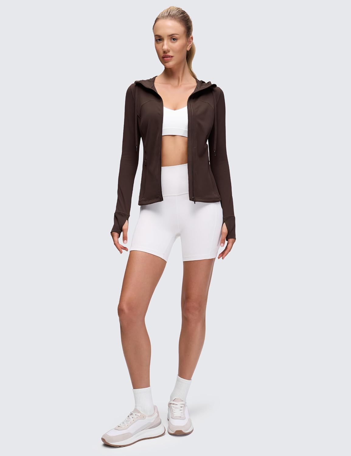 CRZ YOGA Butterluxe Hooded Athletic Jackets for Women - Full Zip Track Casual Tops with Thumb Holes Pockets - Image 4