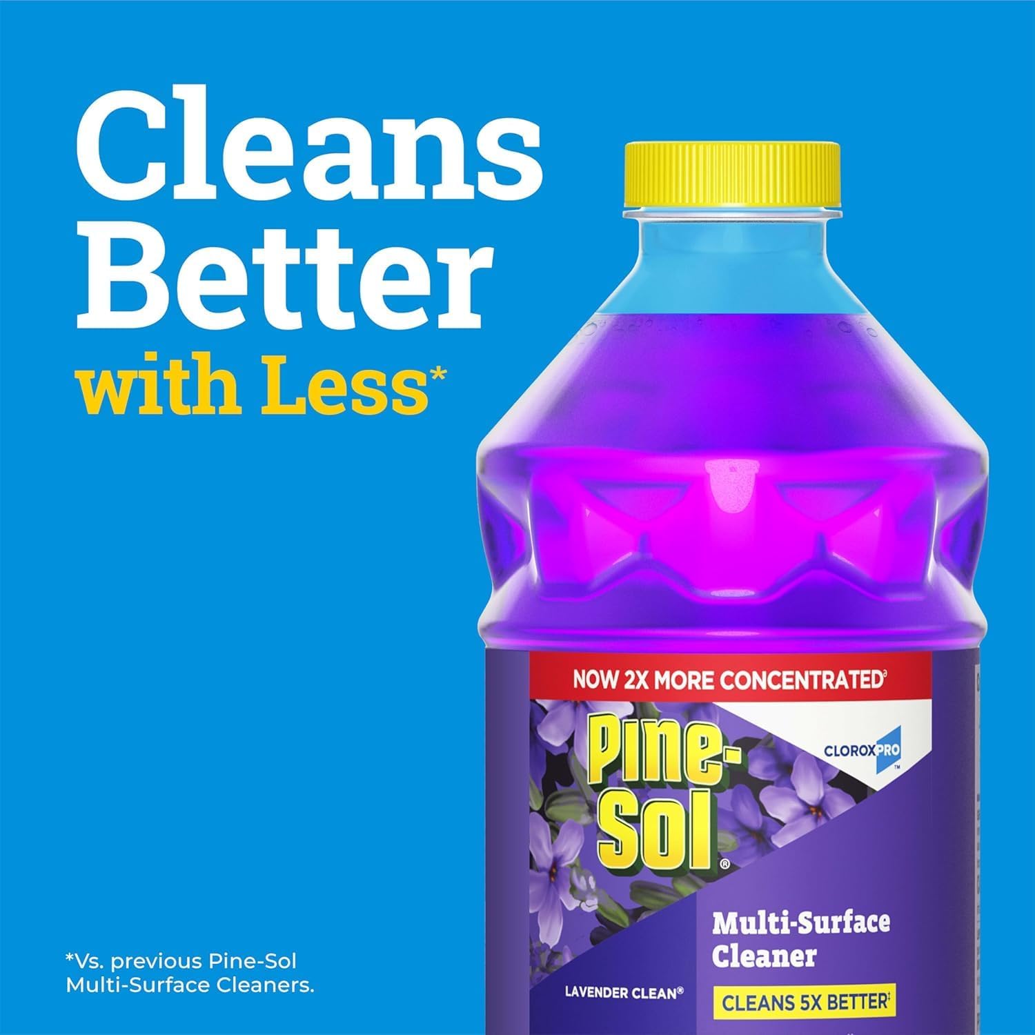 Pine-Sol 2X Concentrated Multi-Surface Concentrated Formula, All-Purpose Cleaner, Lavender Clean, Scent 40 Fluid Ounces (Pack of 2 total of 80 Fl oz) Makes 80 Gallons Of Cleaning Solution