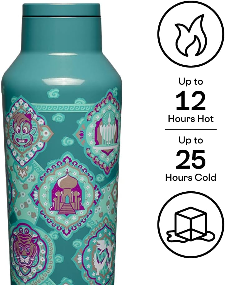 Corkcicle Disney Princess Jasmine Insulated Canteen Travel Water Bottle, Triple Insulated Stainless Steel, Keeps Beverages Cold for 25 Hours or Warm for 12 Hours, 20oz - Image 2
