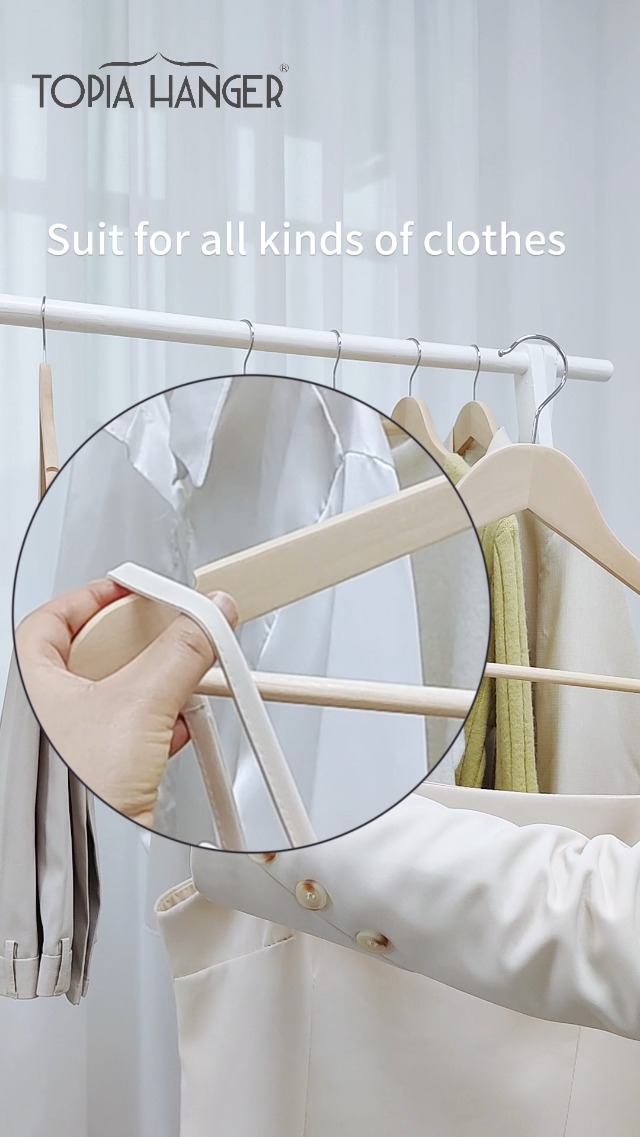 TOPIA HANGER 18-Pack Unfinished Wood Clothes Hangers - Natural Solid Wood, 360° Swivel Hook, For Suits & Jackets