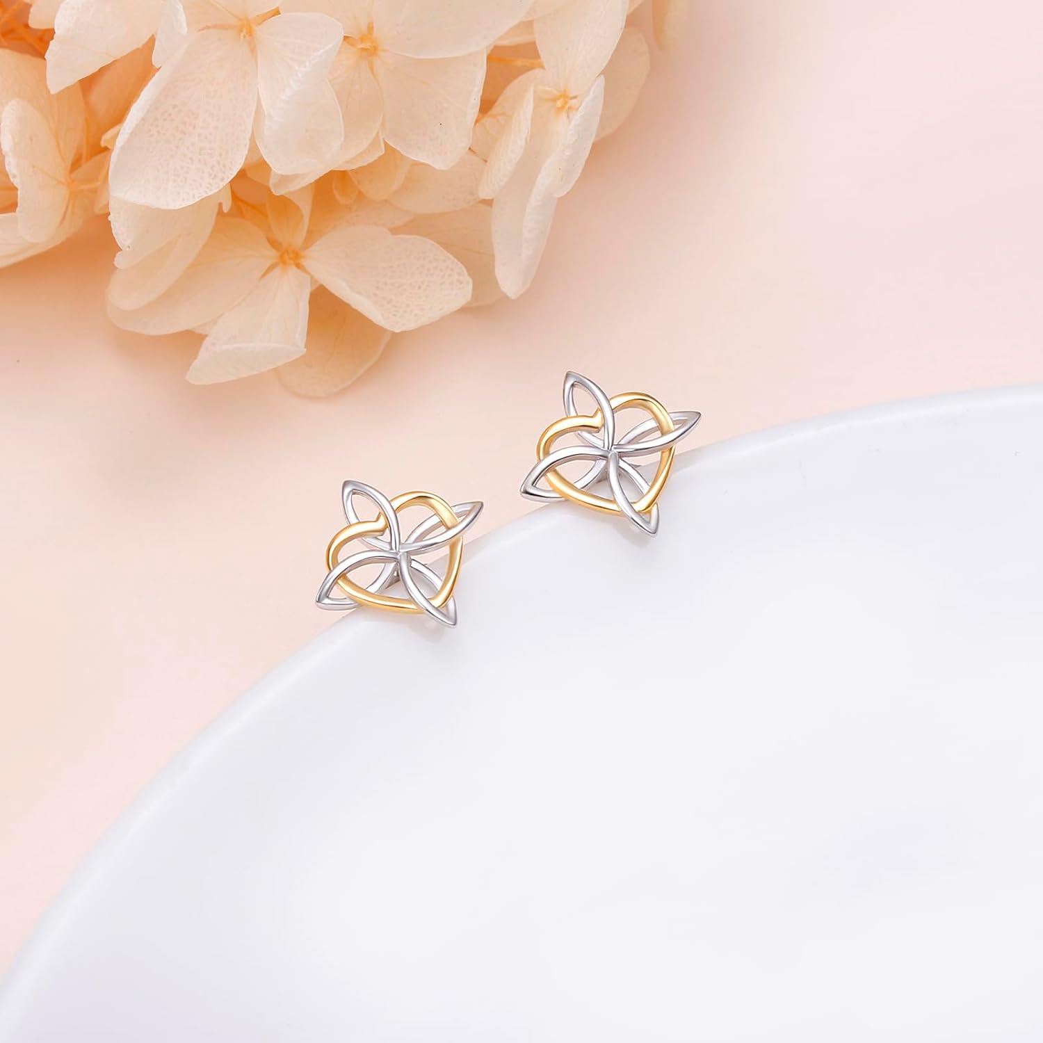 925 Sterling Silver Good Luck Irish Jewelry Celtic Triquetra Trinity Witches Knot Stud Earrings for Women Birthday Gifts - Image 4