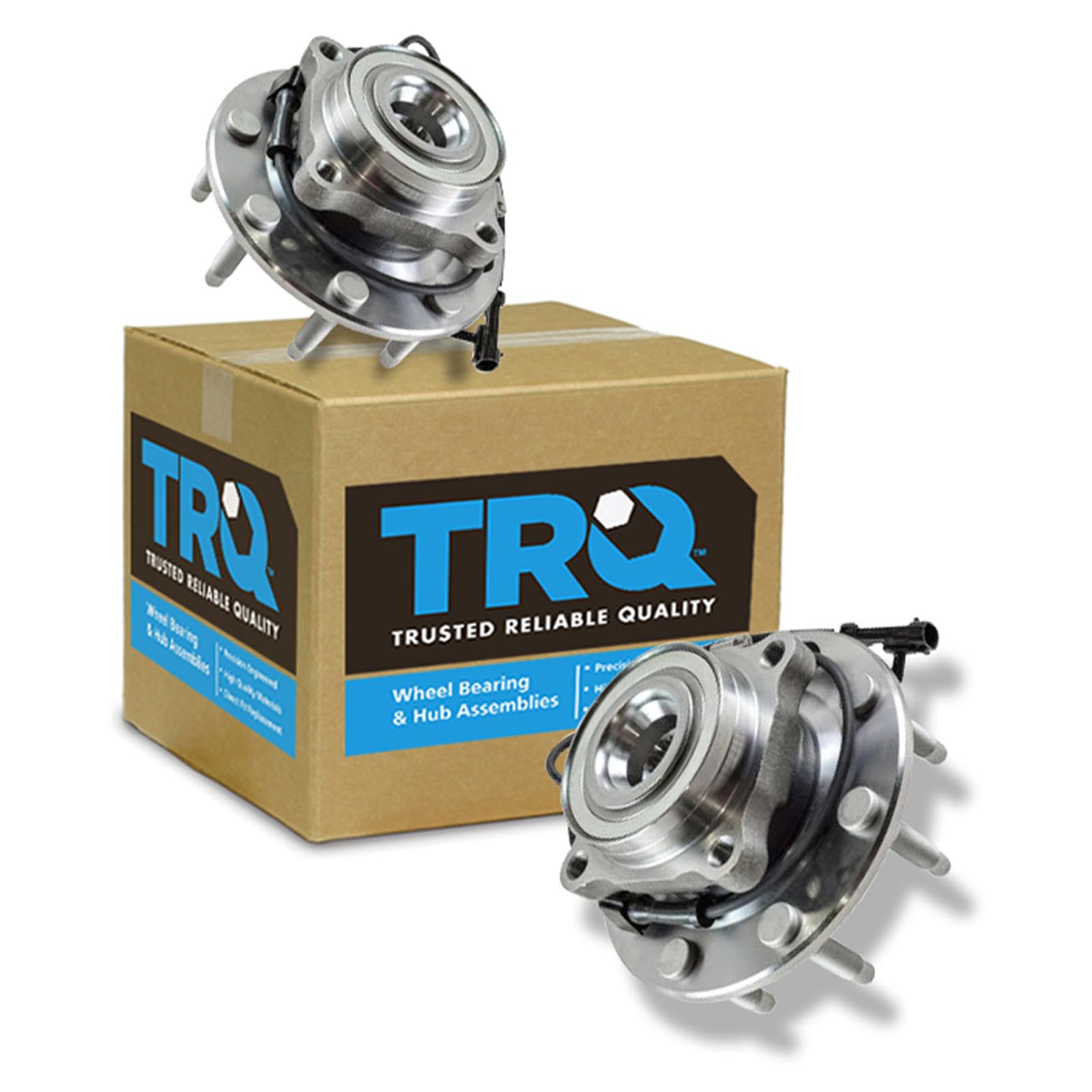 TRQ Front Left and Right Wheel Bearing and Hub Assembly Set 2 Piece Compatible with 01-06 Chevrolet Silverado 2500 HD 4WD with 8 Lug Wheels 99-04 Silverado 2500 4WD with 8 Lug Wheels