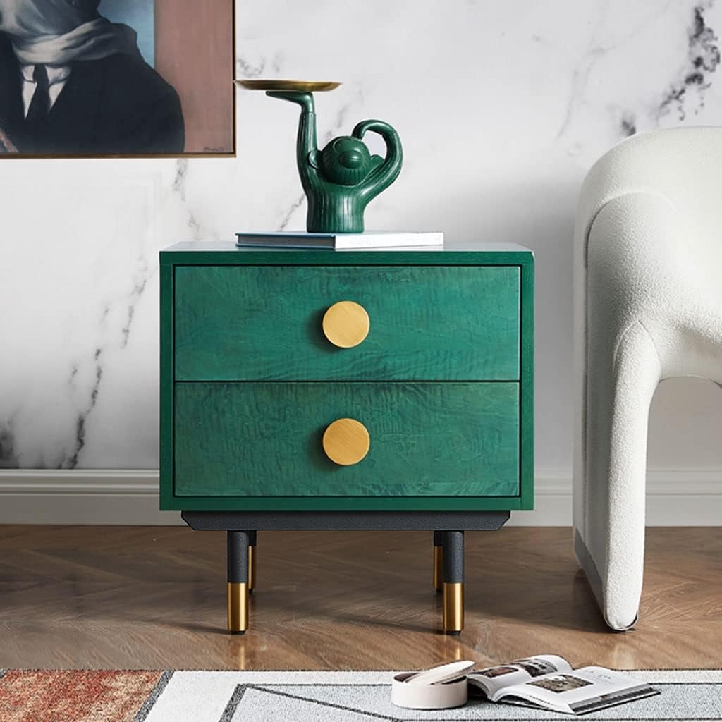 Nightstand Bedside Table Drawer Storage Cabinet Modern Living Room Bedroom Bedside Table Storage Cabinet Wooden Cabinet Small Coffee Table Bedside End Table (Color : Green)