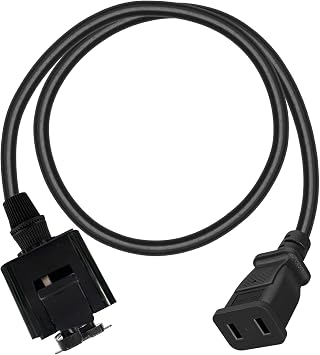 1 Pcs J-Type Track Adapter Extension Cord with 2-Prong Female Plug - 5.9Ft Retro Black Cord for Lamps, Indoor Lighting Accessory Part DIY Project