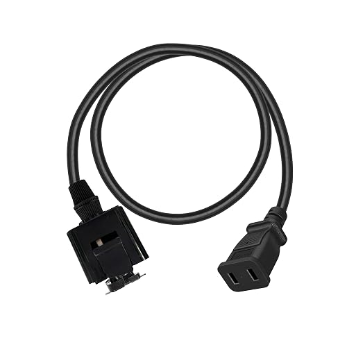 KAYYELAMP 1 Pcs J-Type Track Adapter Extension Cord with 2-Prong Female Plug - 5.9Ft Retro Black Cord for Lamps, Indoor Lighting Accessory Part DIY Project