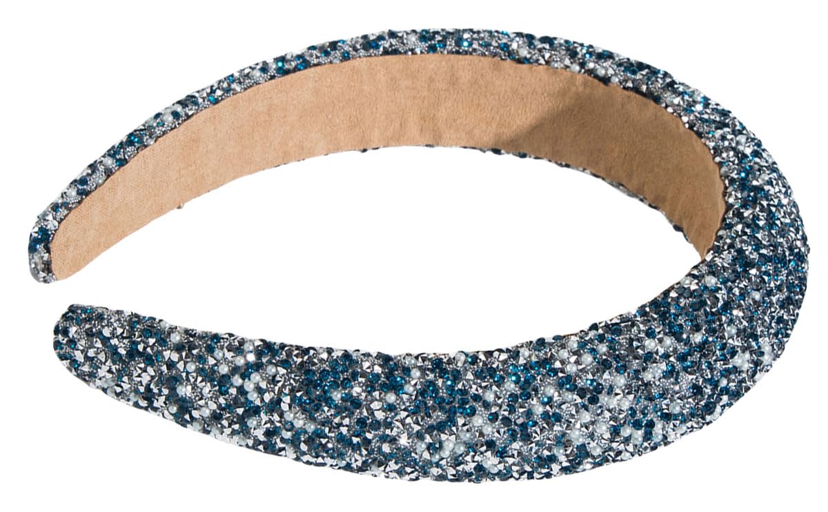 scicent Headband Adult Women Rhinestone Wide Headband Bling Crystal Blue Hair Bands for Girls 25417 - Image 4