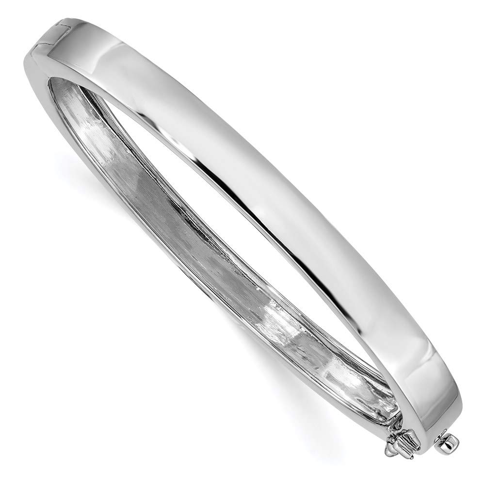 Saris and Things 14K White Gold 6 3mm Polished Casted Hinged Bangle Bracelet
