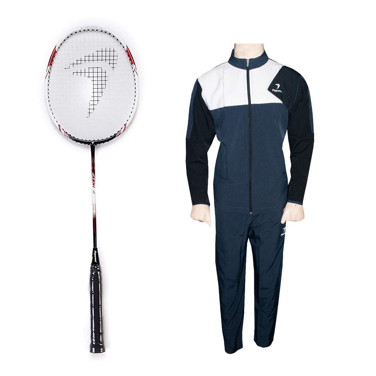 FLYPOWER Badminton Racket Agni 4 with Tracksuit Fly Marathon White Grey Size XL-picture-31
