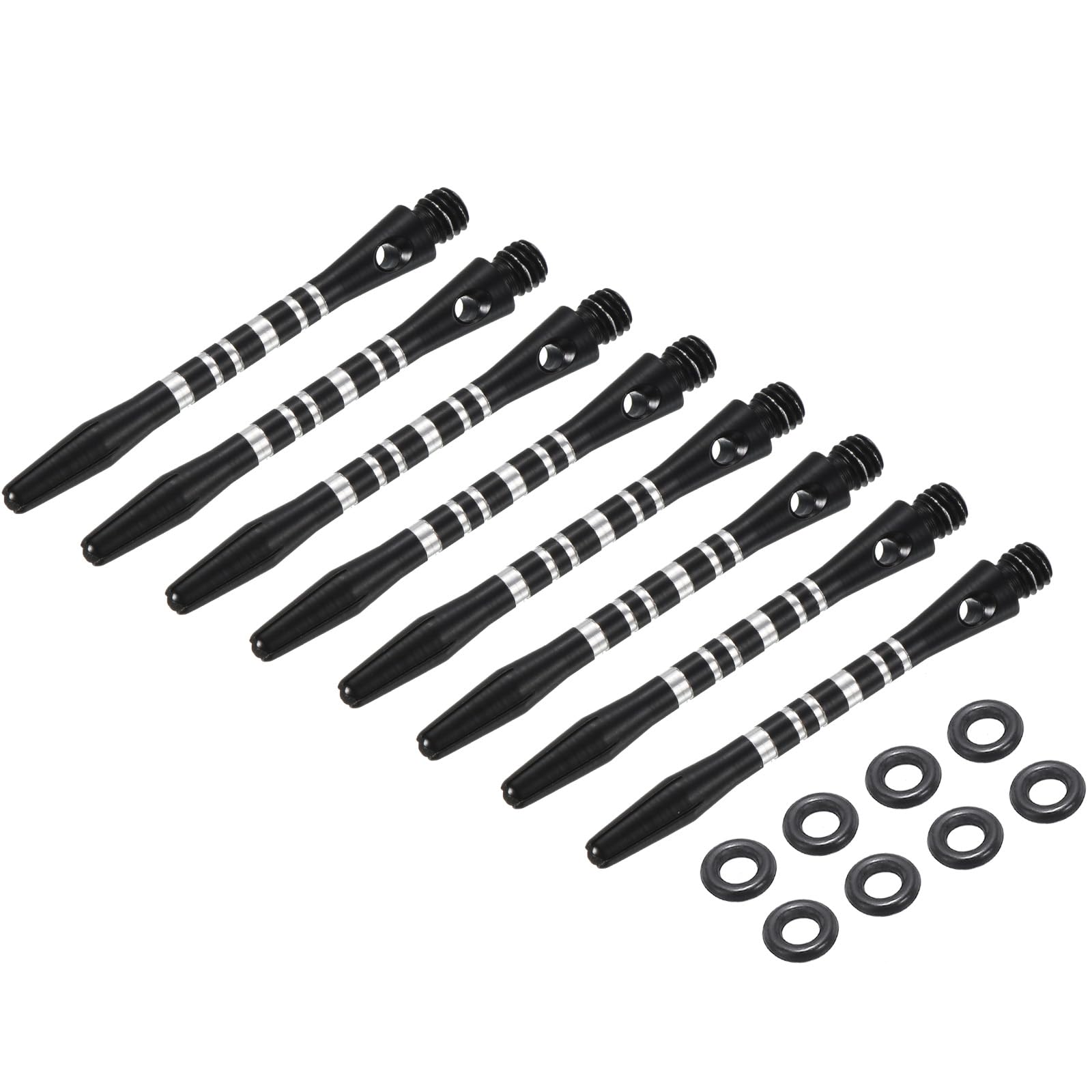 PATIKIL Aluminum Dart Shafts 45mm, 8 Pack Medium 2BA Thread Dart Stems Replacement Accessories with Rubber Rings for Steel Tip, Black