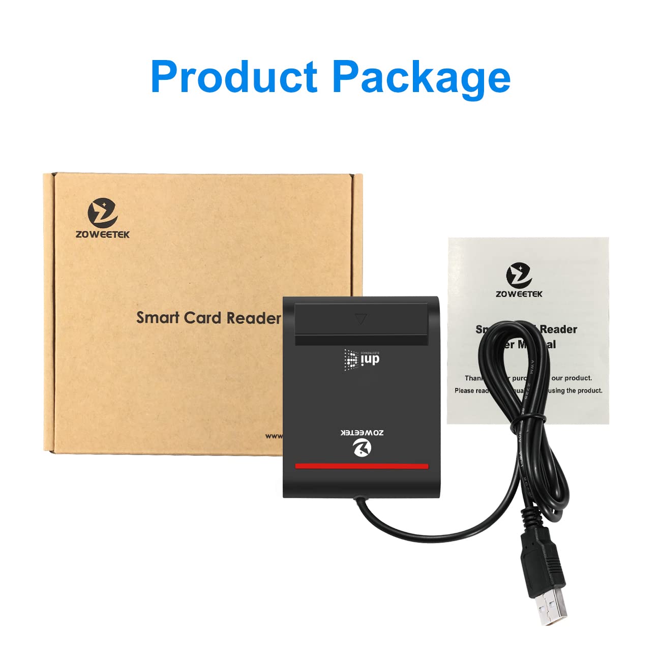 ZOWEETEK Lector dnie electronico,Lector de DNI,Compatible con Todas Las Tarjetas de DNI