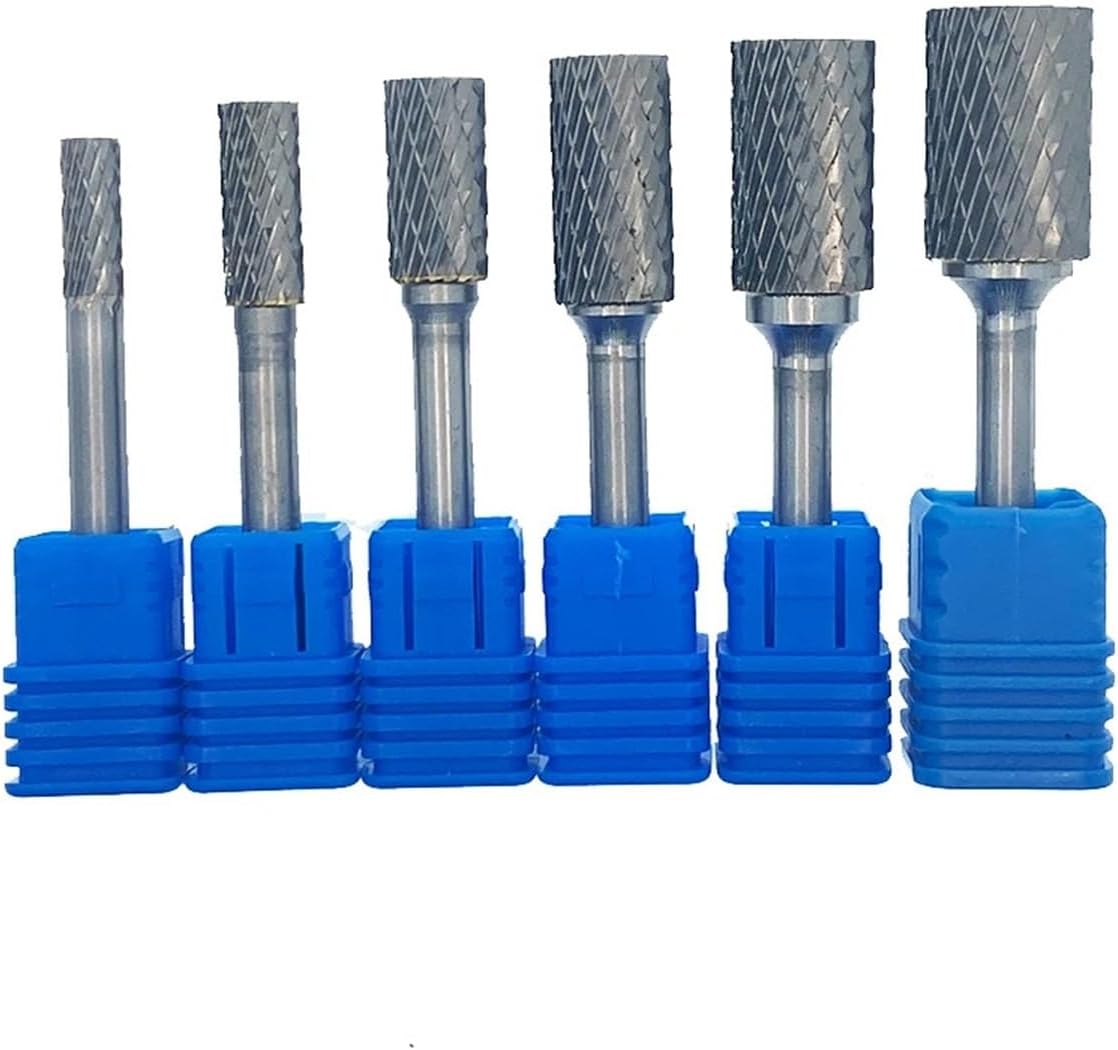Pinewell 6mm AX Type Head Tungsten Double Groove Carbide Alloy Rotary File Drill Milling Carving Bit Point Burr Die Grinder Abrasive Tools for Metal